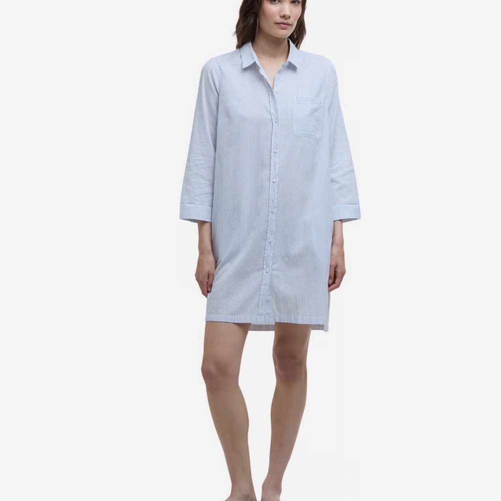 Barbour sea glow Light Blue Striped Long Sleeve Dress size 6